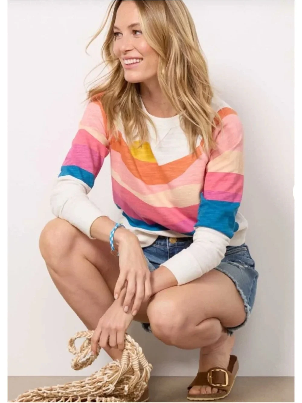 Faherty Soleil Sunwashed Slub Crewneck Size Medium - Picture 2 of 6